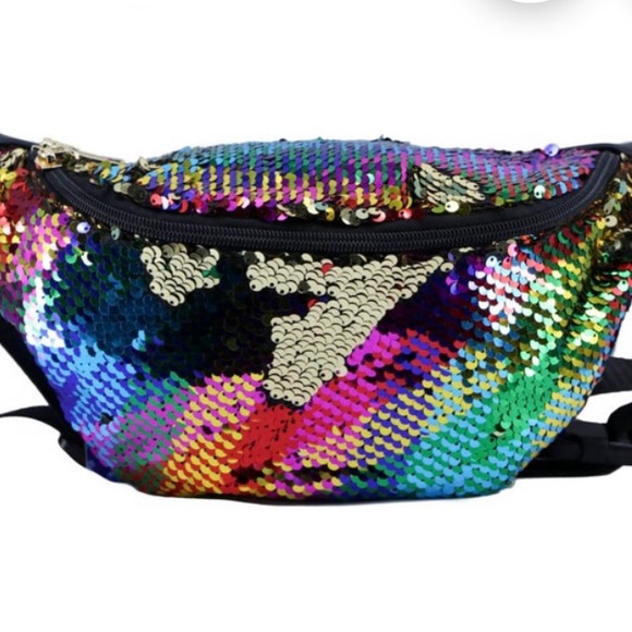 Handbags - RAINBOW SEQUIN WAIST BAG Crossbody Pouch NWOT